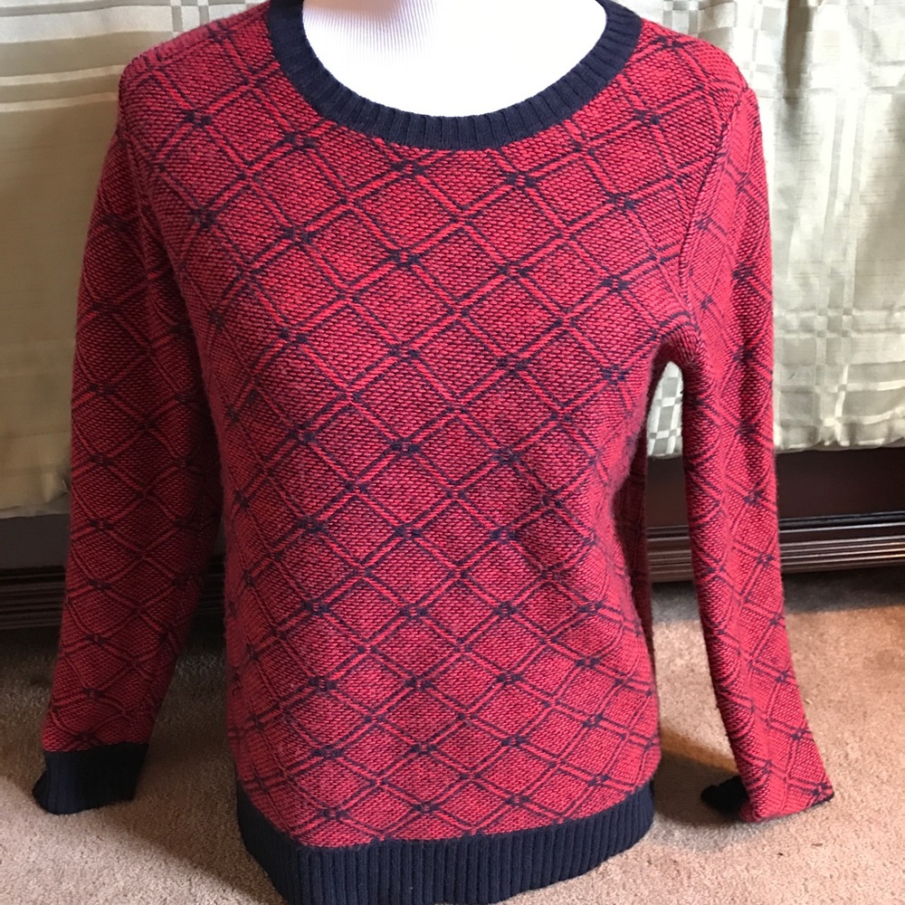J.Crew Factory Red/Navy Argyle Sweater