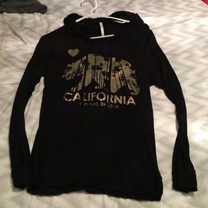 Black long sleeved hooded shirt