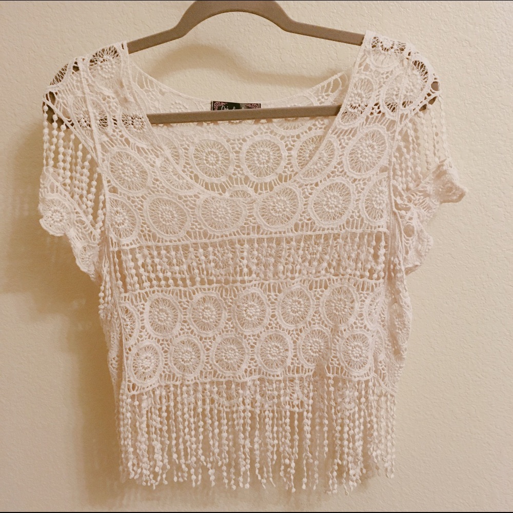 Cream Lace Crochet Boho Top