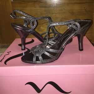 Dark silver women's heels