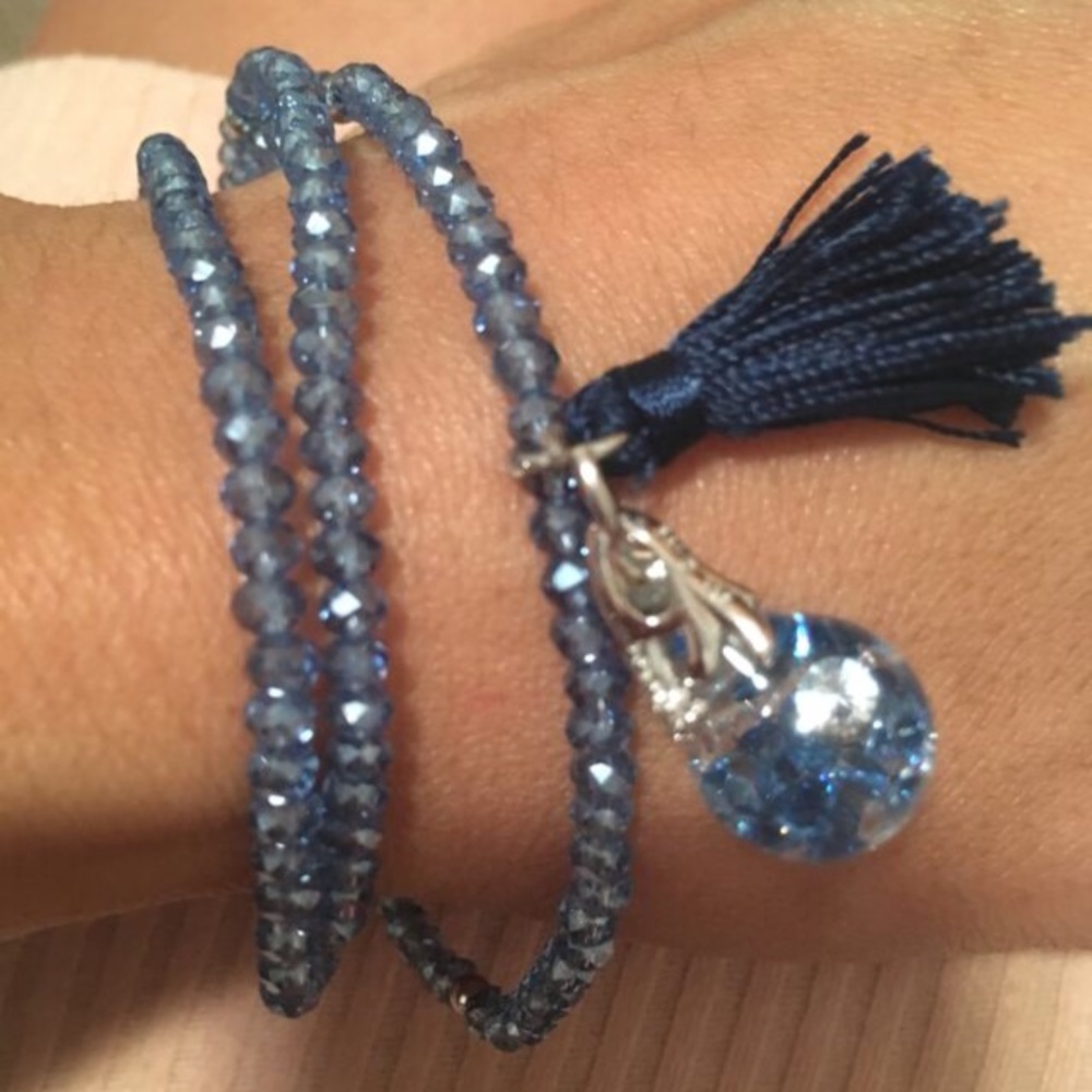 Floating Dk Blue cubic zirconia, sterling silver