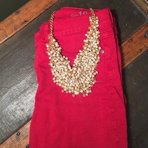 Gap red skinny jeans