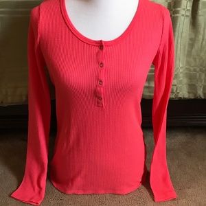 J.Crew Factory Coral Waffle Henley - Medium