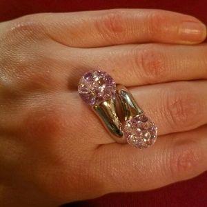 Floating cubic zirconia and sterling silver ring