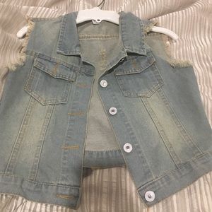 Distressed Denim Vest