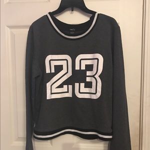 RUE 21 gray "23" varsity pullover