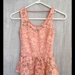 Pink lace peplum top
