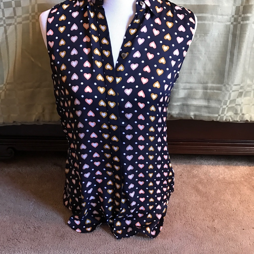 J.Crew Navy Hearts Sleeveless Silky Top