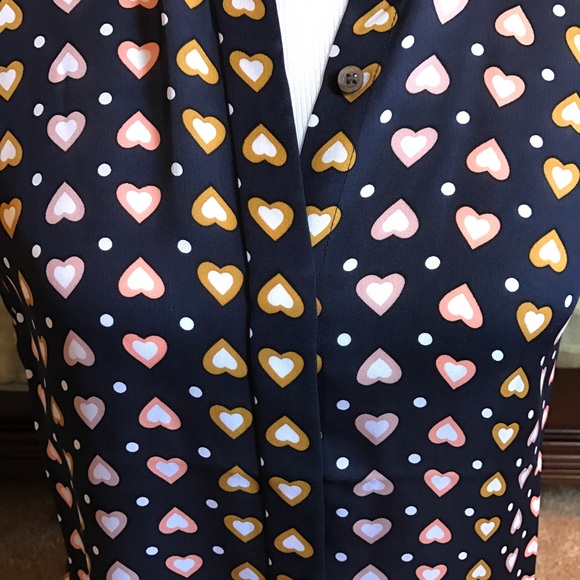 J.Crew Navy Hearts Sleeveless Silky Top - Picture 2 of 4