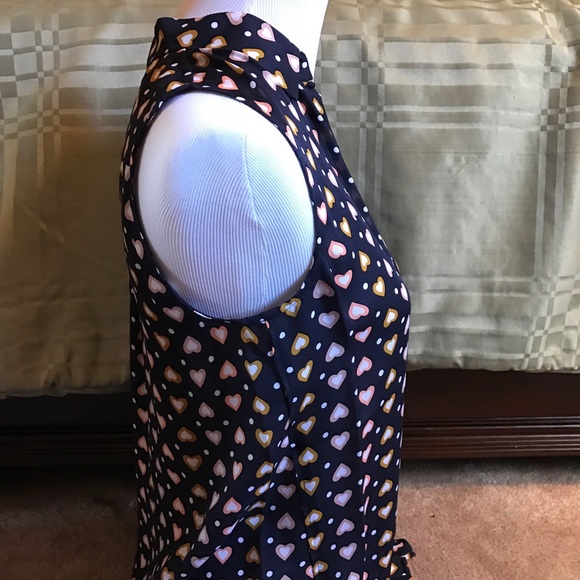 J.Crew Navy Hearts Sleeveless Silky Top - Picture 3 of 4