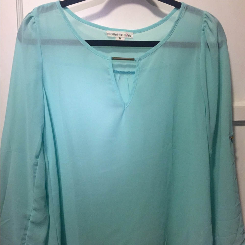 Turquoise hi-low blouse
