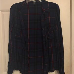 MACY'S long dark blue flannel
