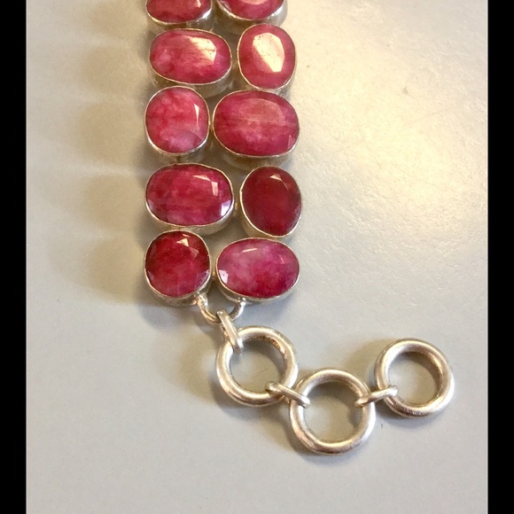 SOLD.  Kashmiri Ruby Sterling Silver Bracelet - Picture 2 of 3