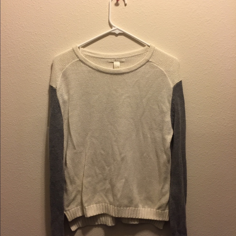 Slouchy Cream and Gray Sweater
