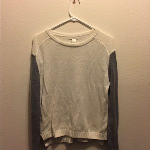 Slouchy Cream and Gray Sweater
