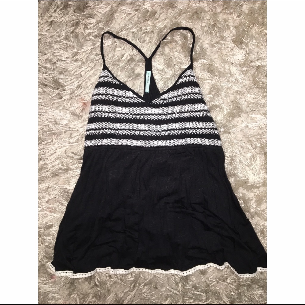 Black and white crochet tank top.