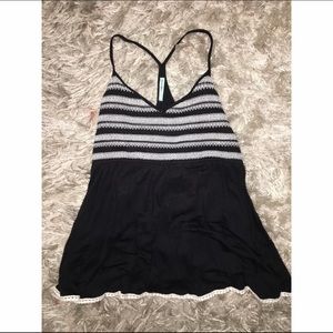 Black and white crochet tank top.