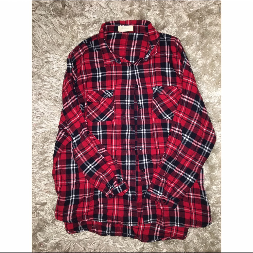 Red, white and blue flannel.