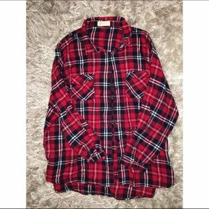 Red, white and blue flannel.