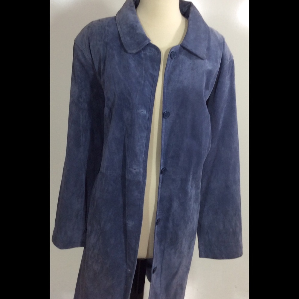 Beautiful Celestial Blue Leather Suede PeaCoat