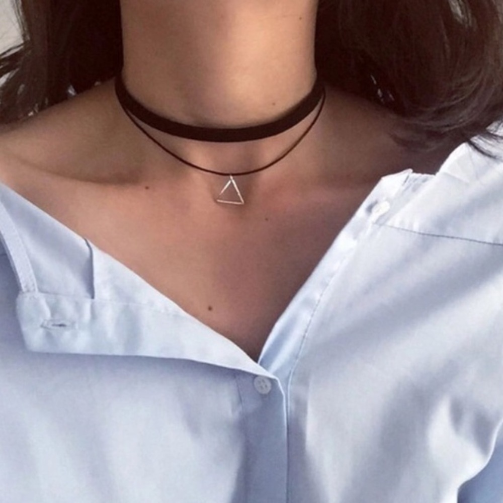 Black Triangle Choker Pendant Necklace