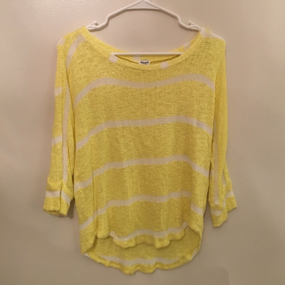 yellow and white striped sweater
