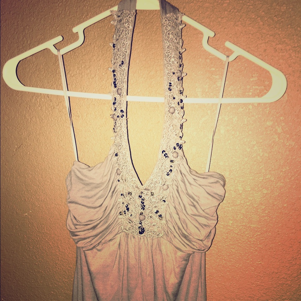 Silver beaded top