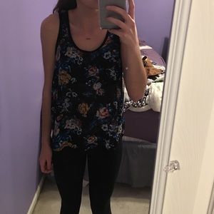 See through floral tank top