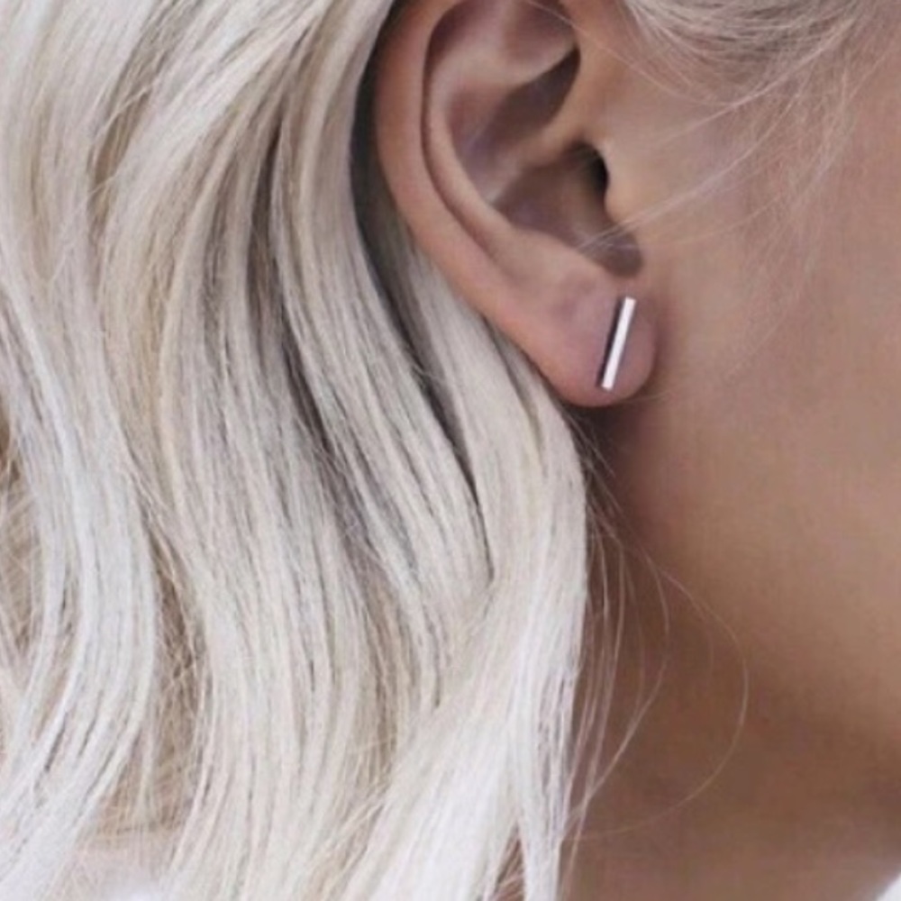 Silver Dainty Bar Earrings