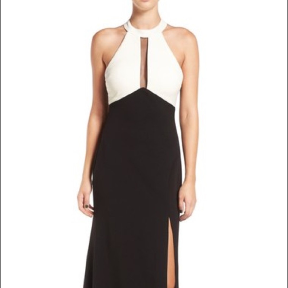 Black & White Sexy Halter Gown