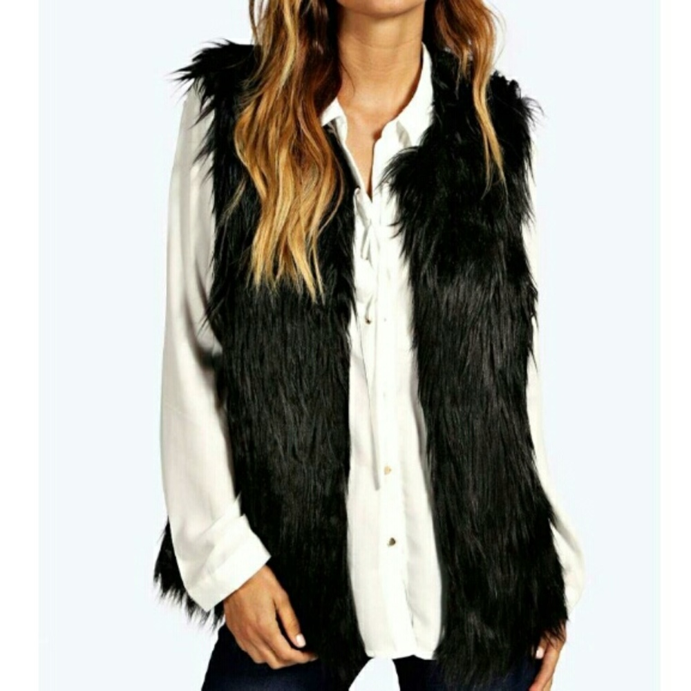 Black Faux Fur Vest