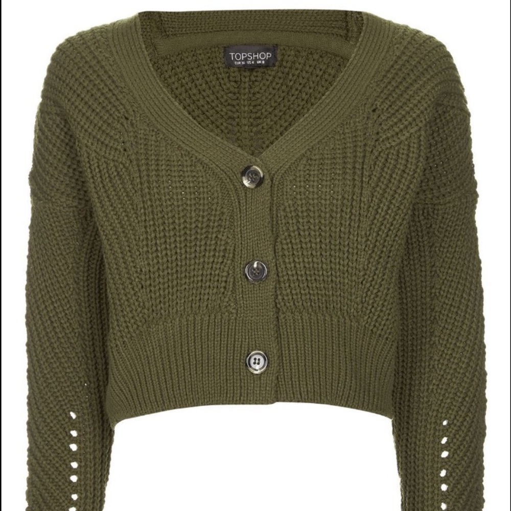 Army green cardigan