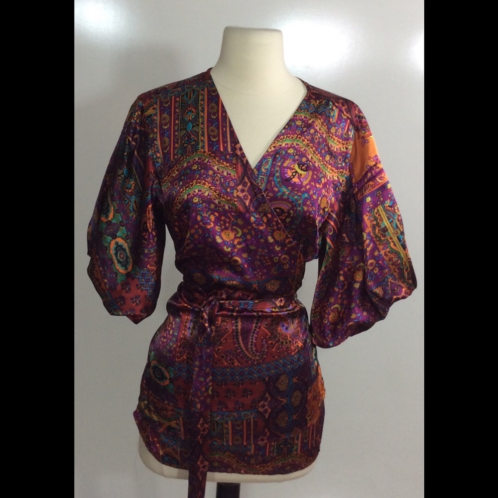 Beautiful Bohemian Wrap At Waist Blouse