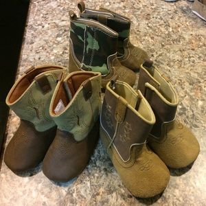 3 pairs of infant boys cowboy boots.