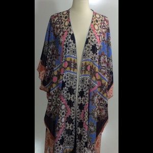 Democracy Kimono Multicolored Bohemian Cover Up