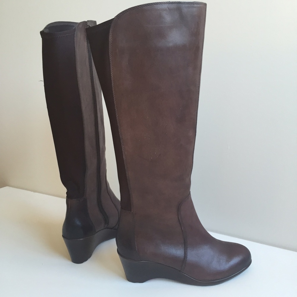Brand New Boots - 2" Wedge Heel - leather upper m