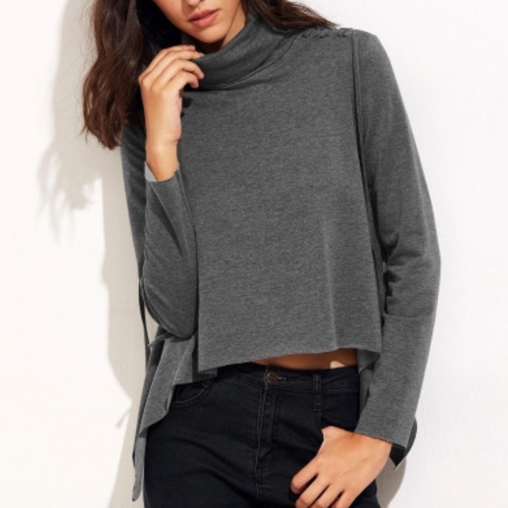 HOST PICK Grey Cowl Neck Asymmetrical Top