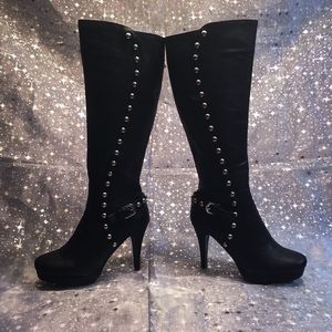 Italina Leather Knee Boots Studded