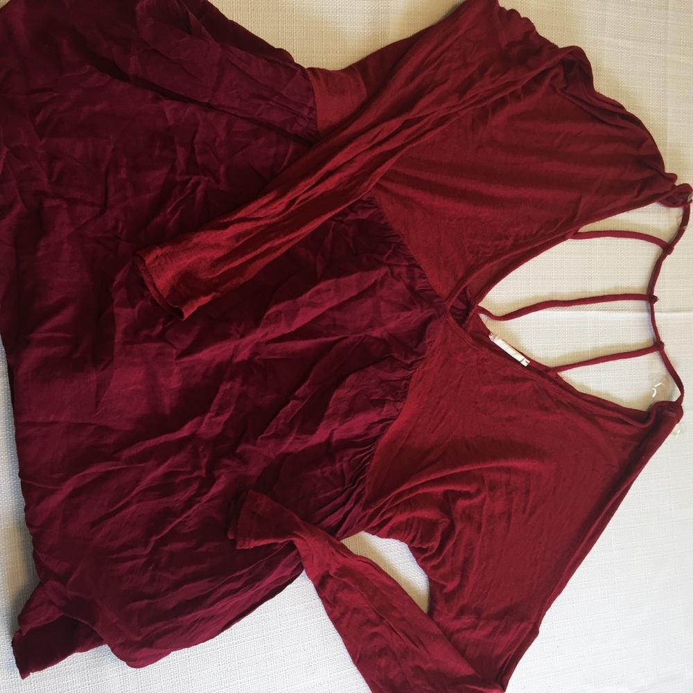 LOWEST PRICE! Butique garnet top caged back detail