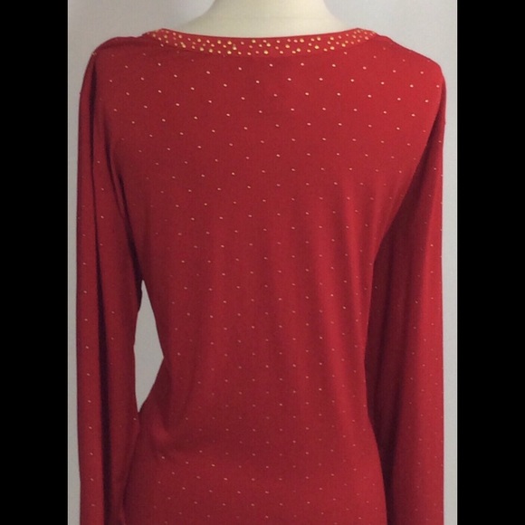 Ruby Rd Red with Gold Beaded Tunic - Picture 3 of 4