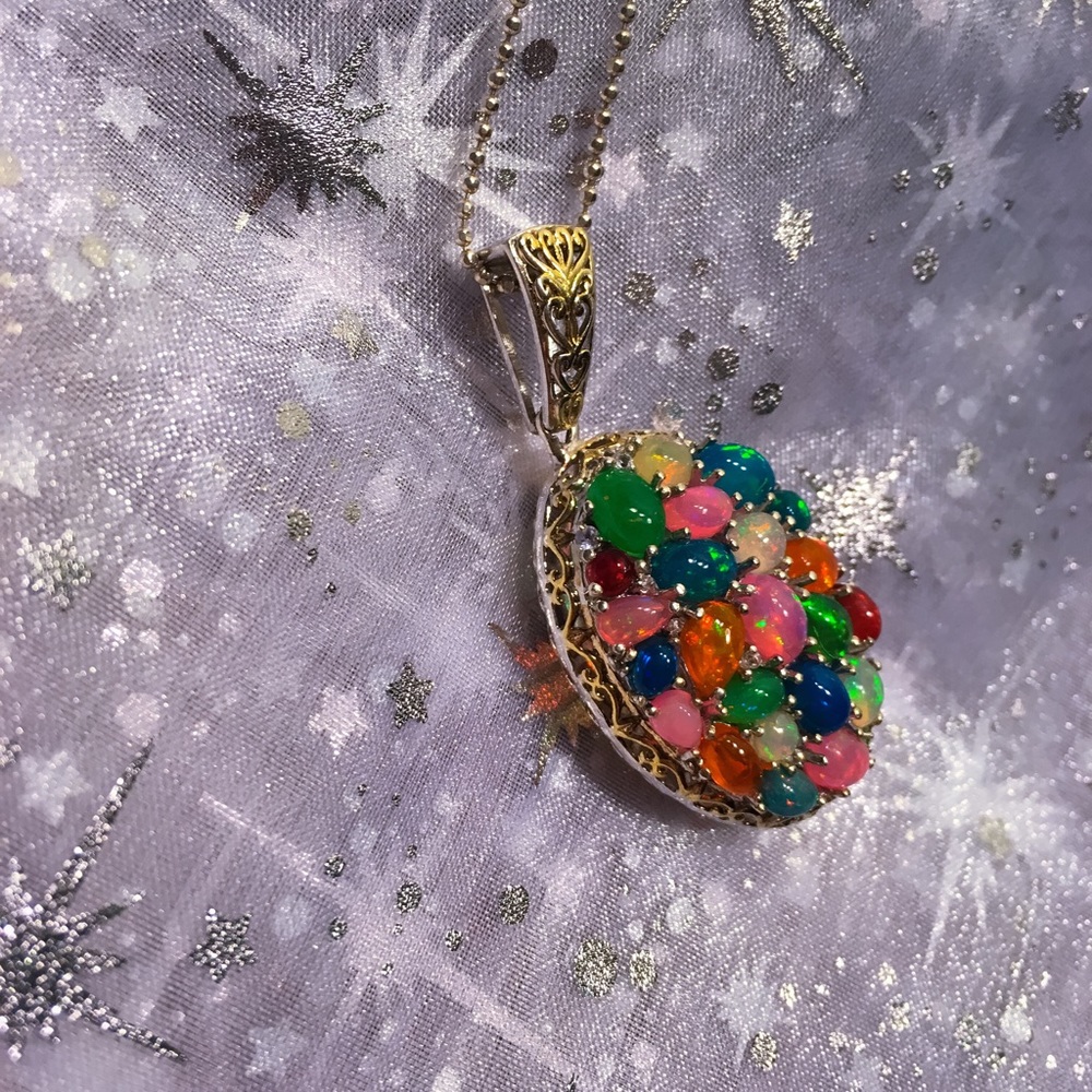💙SUNDAY SALE💙Multi color opal pendant Sterling