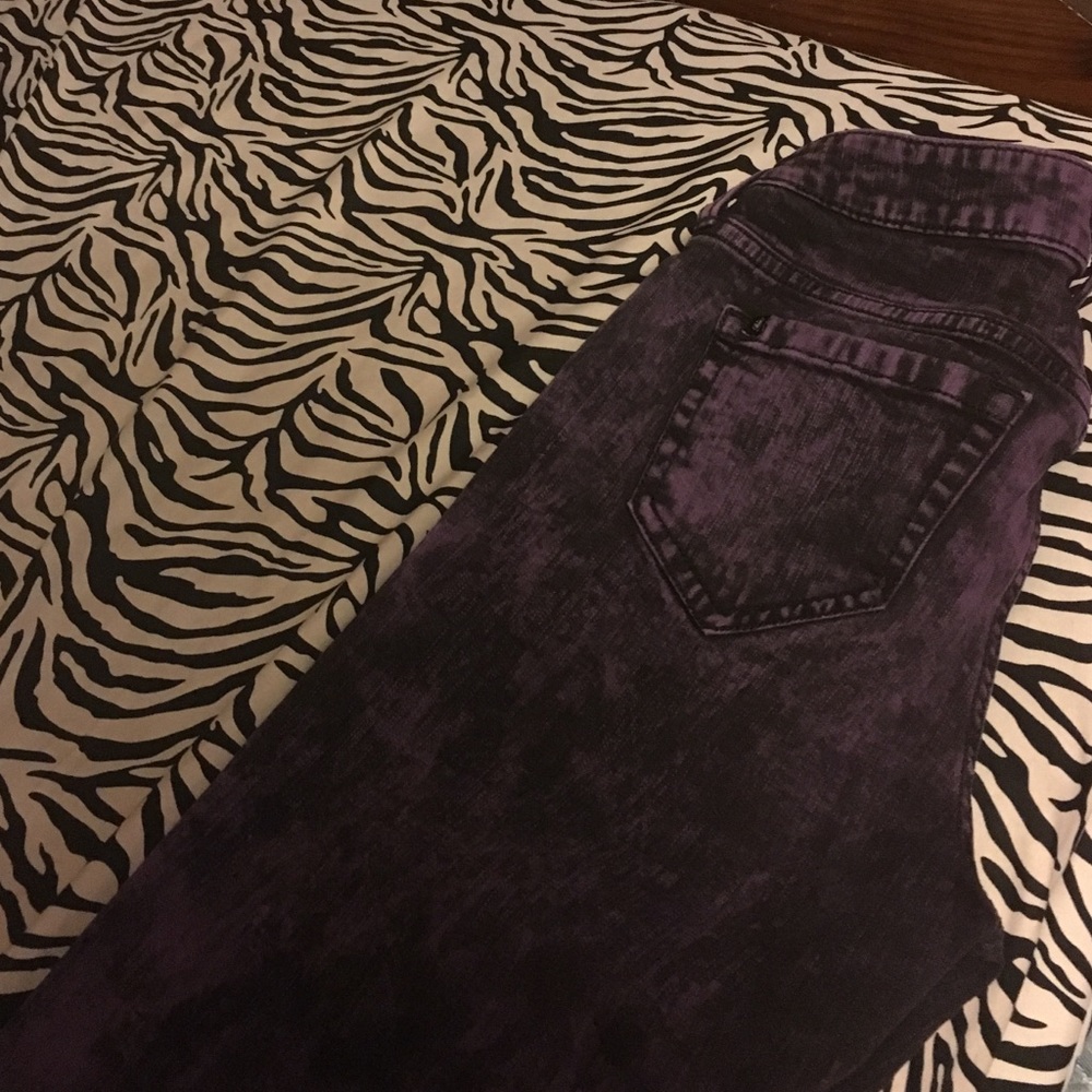 Purple and black tie dye jeans