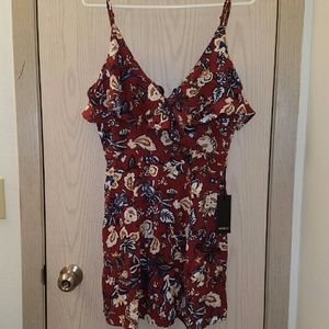 Deep Red Cold-Shoulder Tie Back Dress