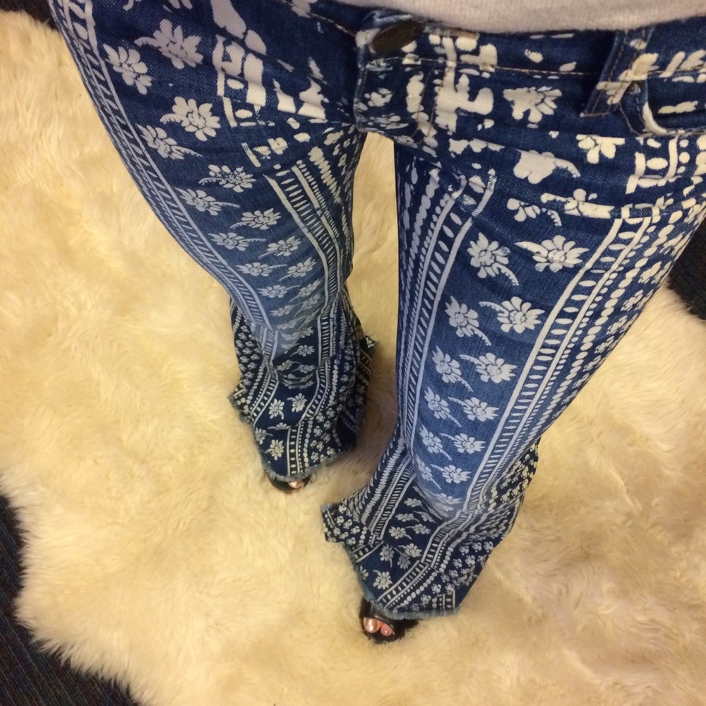 Free people bleached pattern bell bottoms