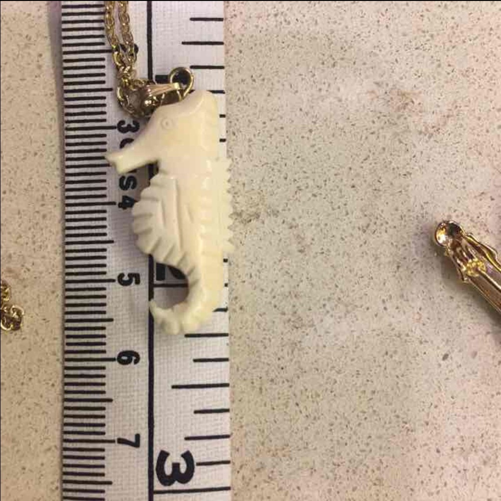 Carved ox bone seahorse pendant - Picture 3 of 4
