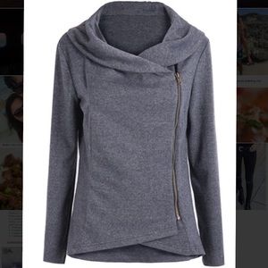 Grey asymmetrical zip up