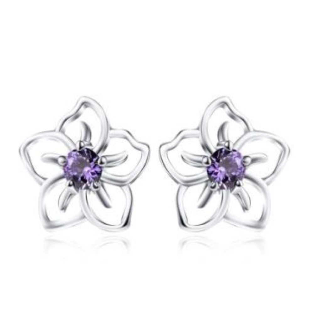 Sterling Silver & Amethyst Flower Earrings
