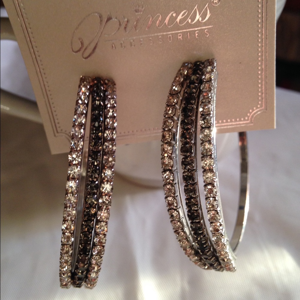Gina's Closet Rhinestone Hoop Earrings
