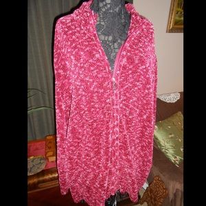 Liz & Me zip front casual raspberry sweater- 3x
