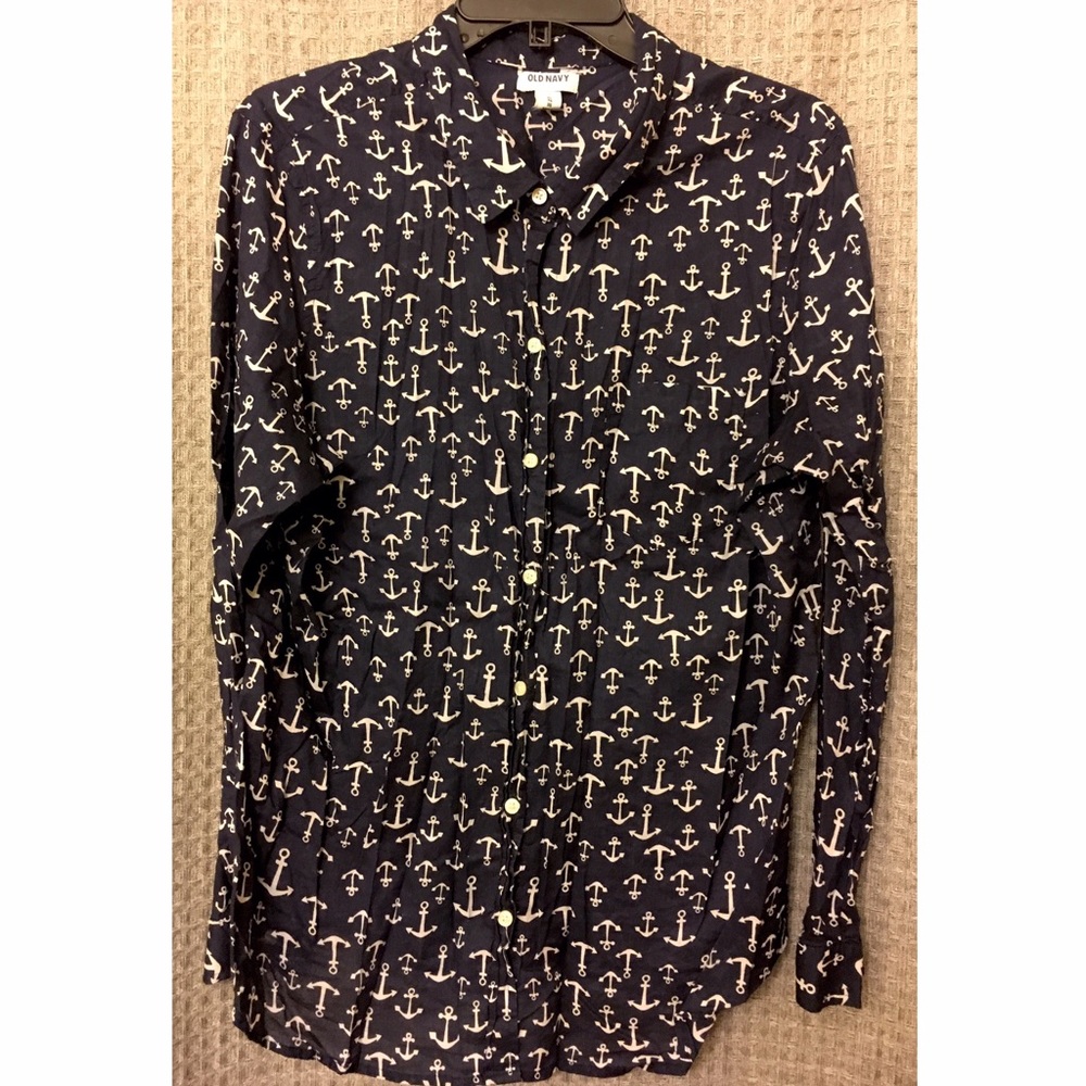 Blue Button-Down with Anchors